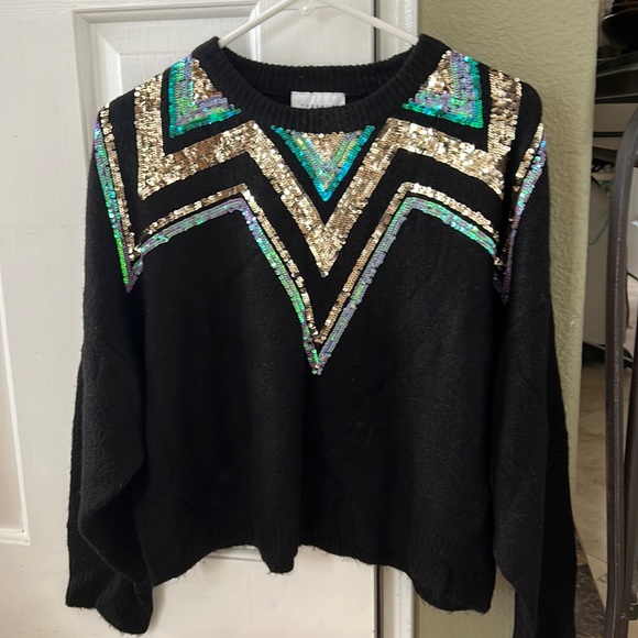 TOPSHOP black sequined sweater - Picture 1 of 4